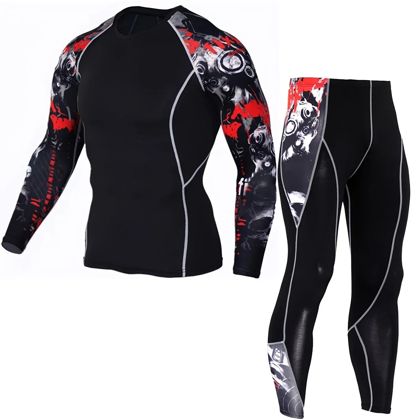 Sport Laufset Kompressionshemd + Hose Hauteng Langarm Schnell Trocknender Fitness-Trainingsanzug Gym Yoga Anzüge Kompressionshosen Thermounterwäsche Set Basisschicht Leggings Langarmhemd - tif-shop24.de