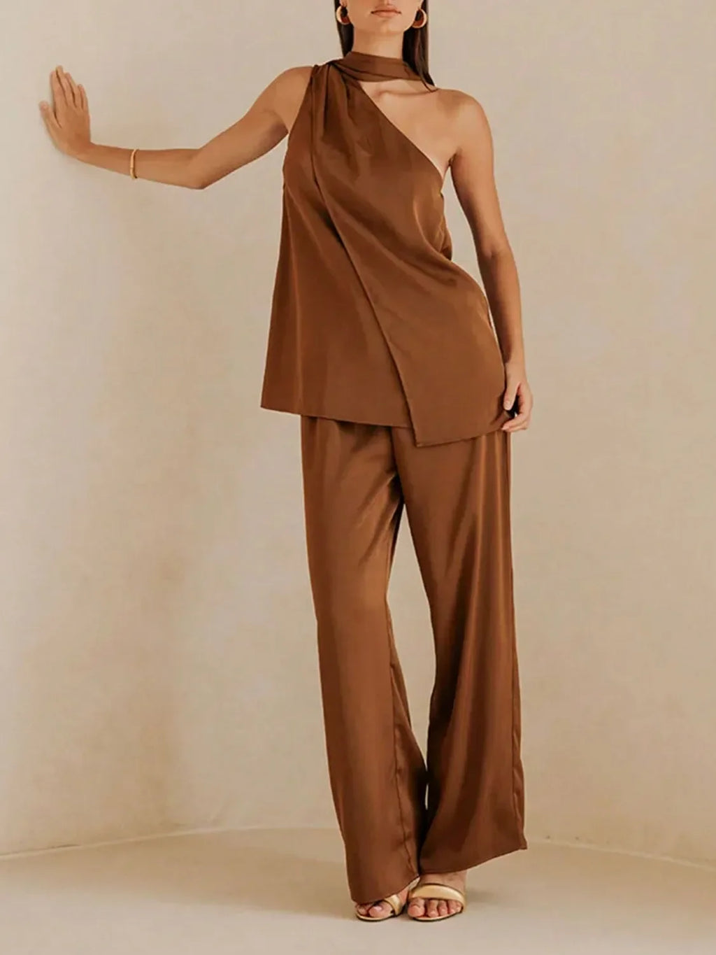 Single Shoulder Top and Pants Set - tif-shop24.de