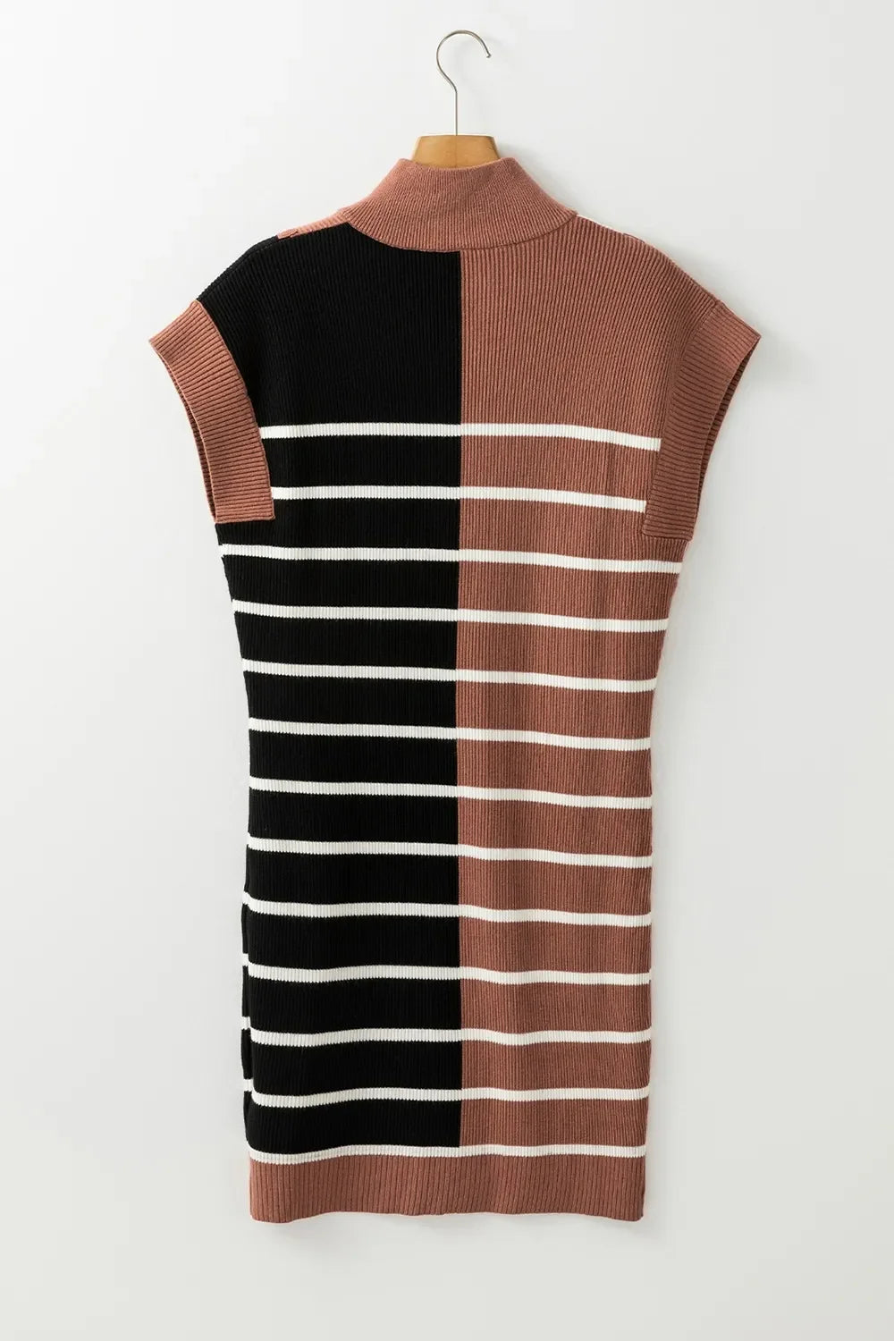 Striped Quarter Zip Cap Sleeve Sweater Dress - tif-shop24.de