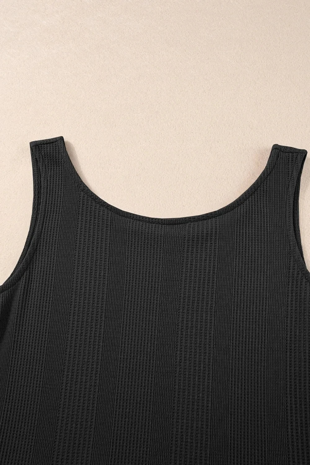 Color Ribbed Ruffle Tank Top and Pants Set - tif-shop24.de