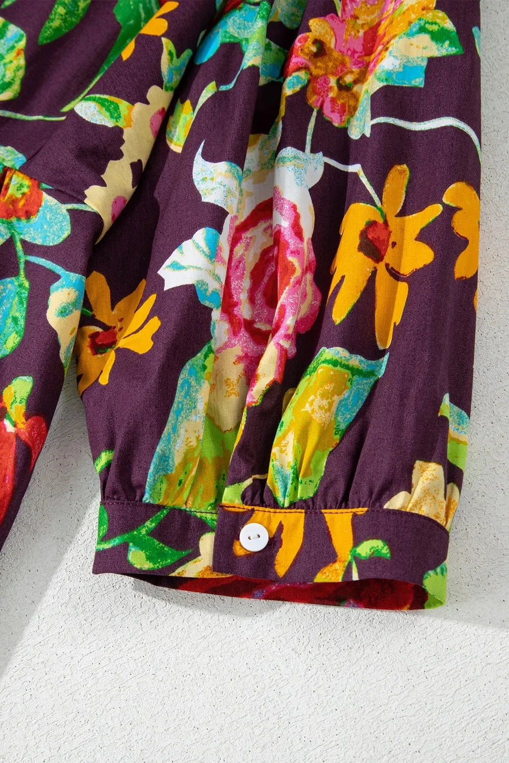 Flower Embroidered Trim Half Sleeve Blouse - tif-shop24.de