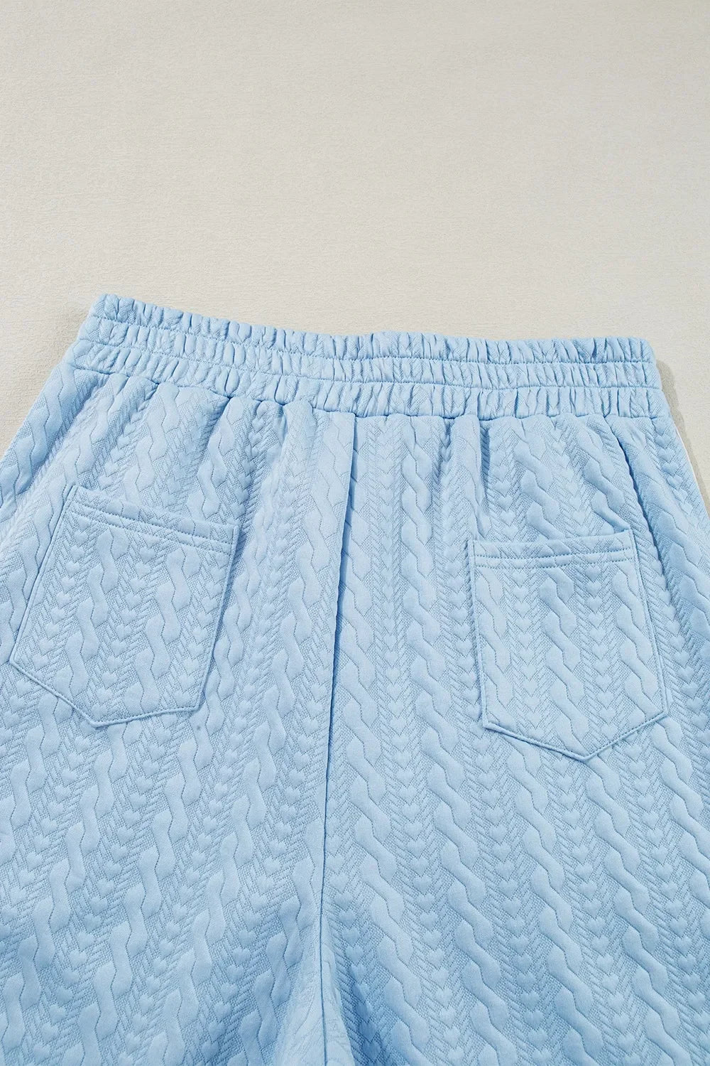 Textured Contrast Edge Top and High Waist Pants Set - tif-shop24.de