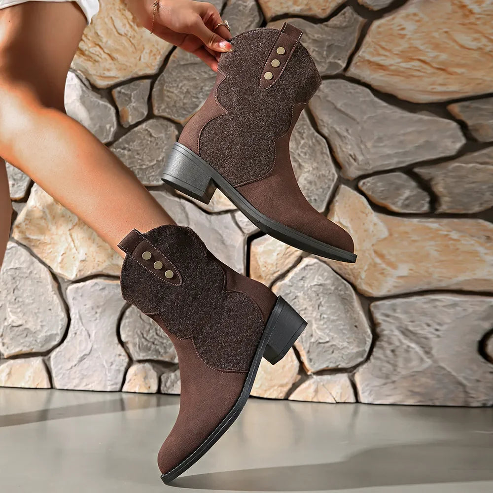 Suede Point Toe Block Heel Boots - tif-shop24.de