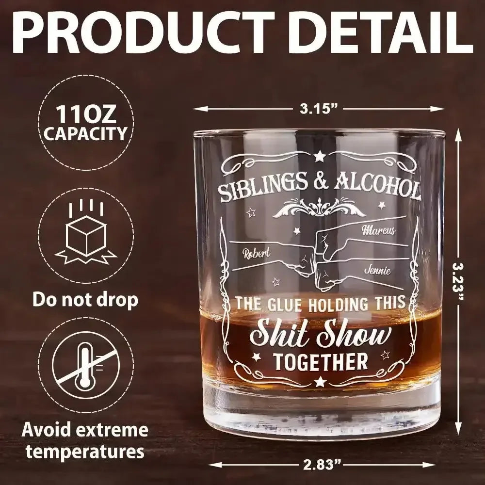 Friends & Alcohol The Glue Holding This Together - Personalized Whiskey Glass - tif-shop24.de