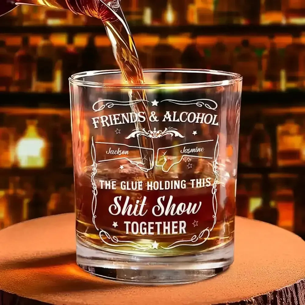 Friends & Alcohol The Glue Holding This Together - Personalized Whiskey Glass - tif-shop24.de