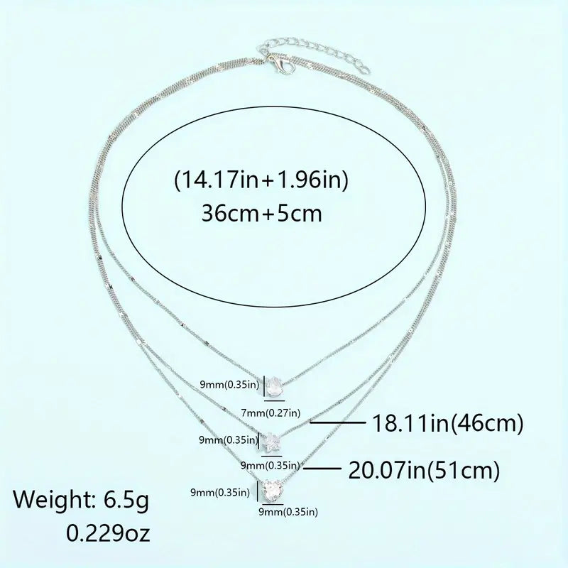 Halsketten mit Kristall-Zirkon-Anhänger Herz und Sternform Valentinstag