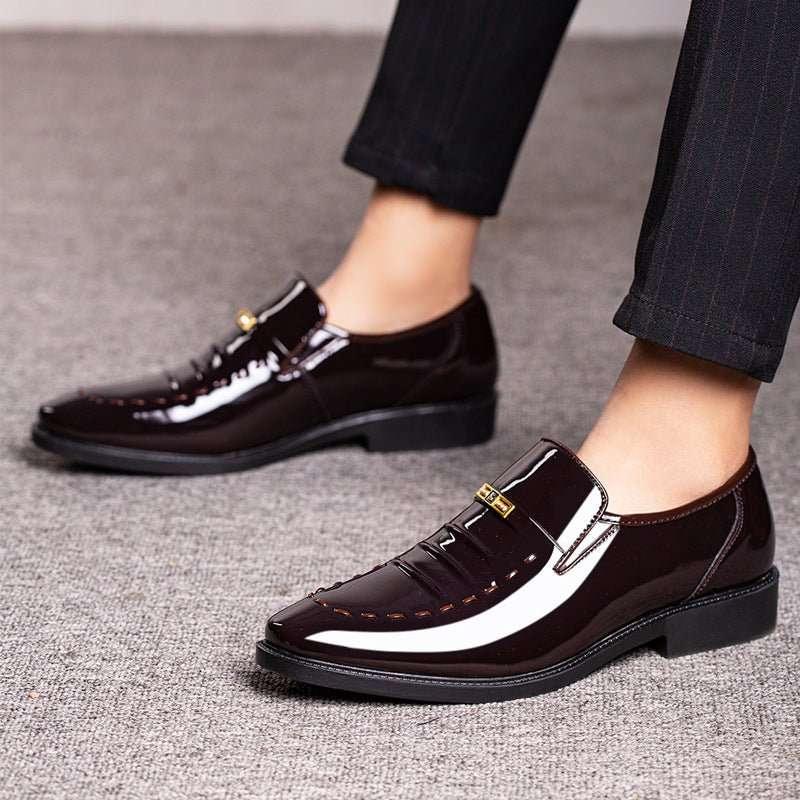 Large size leather shoes men's breathable Korean style shoe
