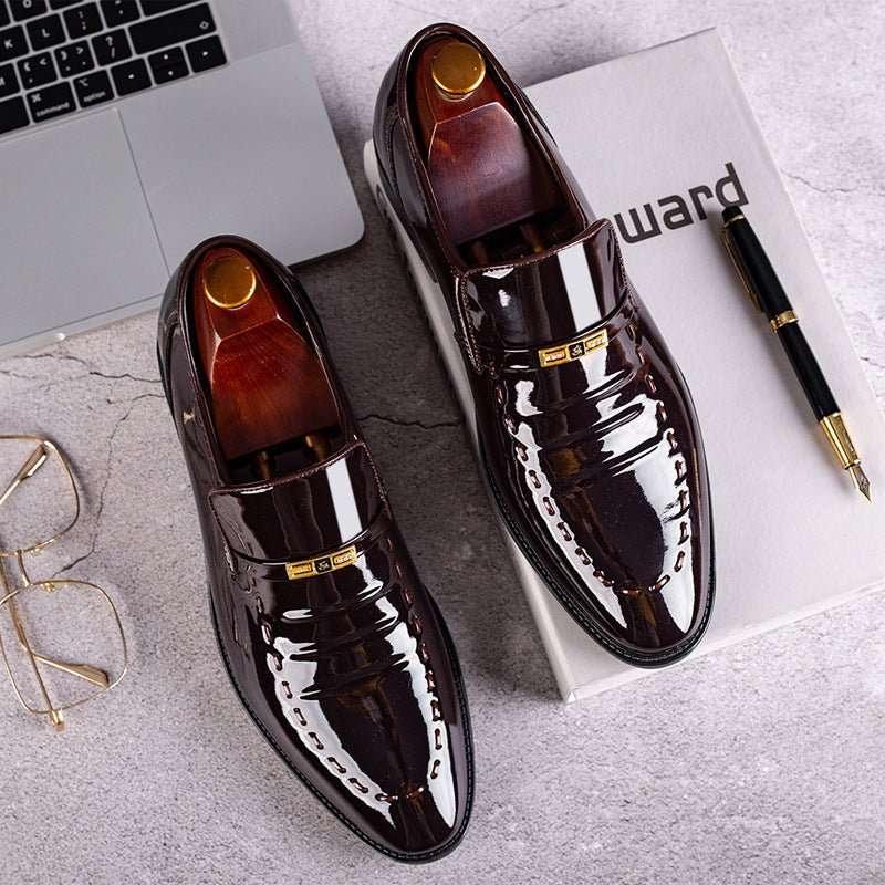 Large size leather shoes men's breathable Korean style shoe