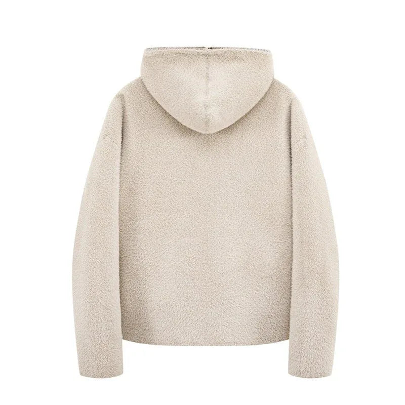 Lined Hooded Zip-Up Knit Sweater for Men Loose Fit Soft and Warm Long Sleeve Casual Style - tif-shop24.de