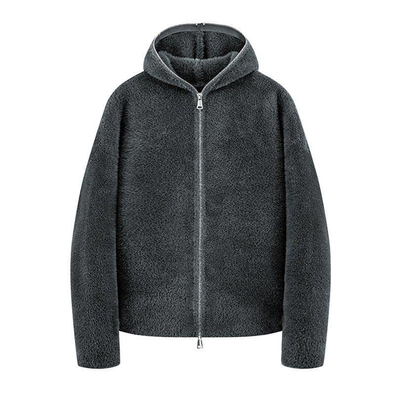 Lined Hooded Zip-Up Knit Sweater for Men Loose Fit Soft and Warm Long Sleeve Casual Style - tif-shop24.de