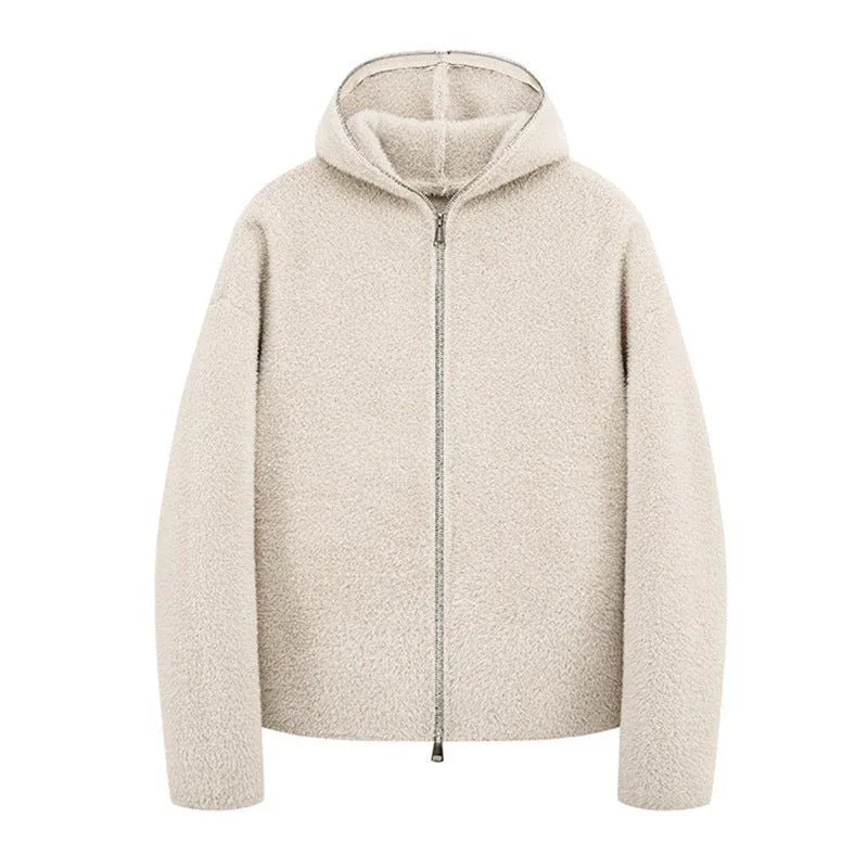 Lined Hooded Zip-Up Knit Sweater for Men Loose Fit Soft and Warm Long Sleeve Casual Style - tif-shop24.de