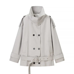 Long sleeved double breasted loose jacket windbreaker for women - tif-shop24.de