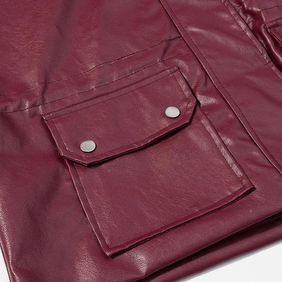 Long sleeved zipper long sleeved PU short leather jacket for women - tif-shop24.de