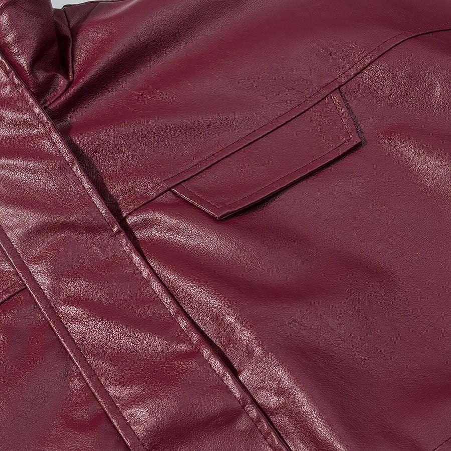 Long sleeved zipper long sleeved PU short leather jacket for women - tif-shop24.de