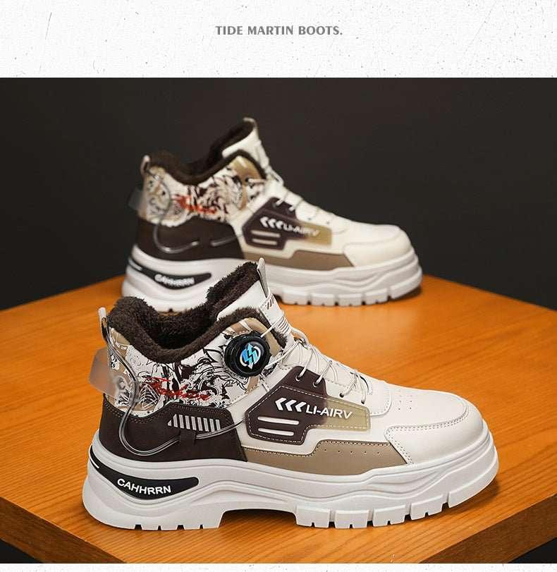 Martin boots men's autumn and winter velvet warm cotton shoes outdoor sports thick soled waterproof anti slip knight boots high top work boots - tif-shop24.de