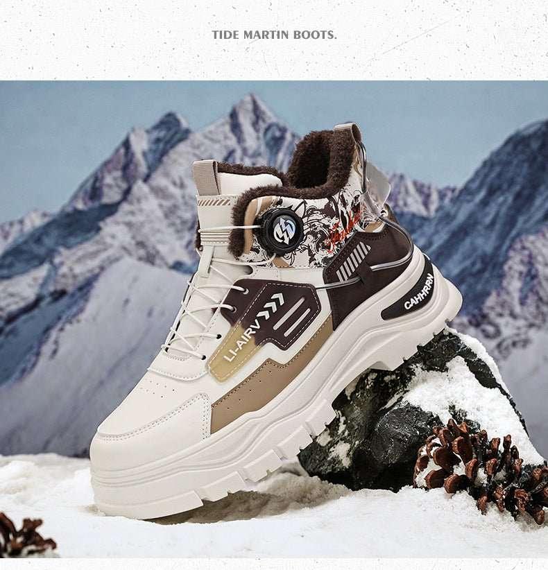 Martin boots men's autumn and winter velvet warm cotton shoes outdoor sports thick soled waterproof anti slip knight boots high top work boots - tif-shop24.de