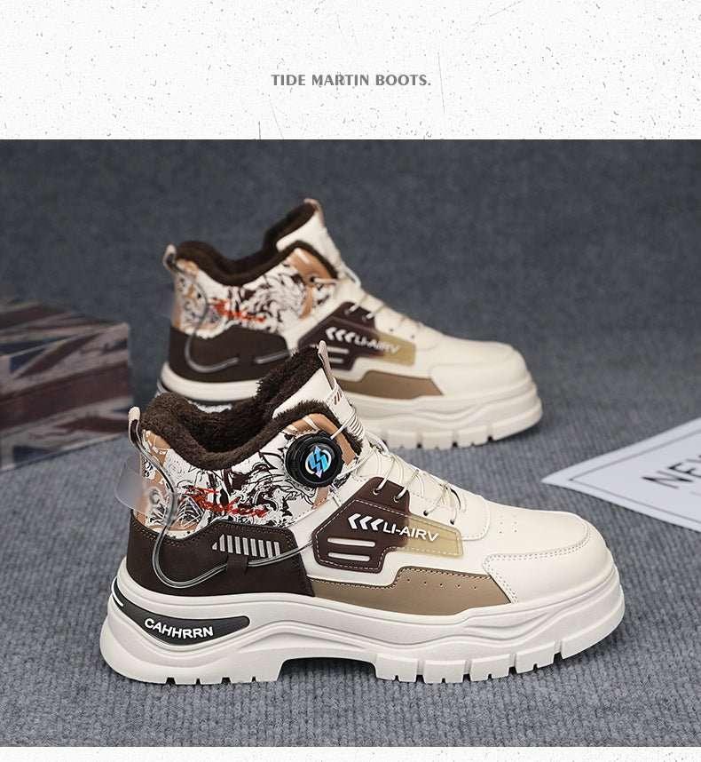 Martin boots men's autumn and winter velvet warm cotton shoes outdoor sports thick soled waterproof anti slip knight boots high top work boots - tif-shop24.de