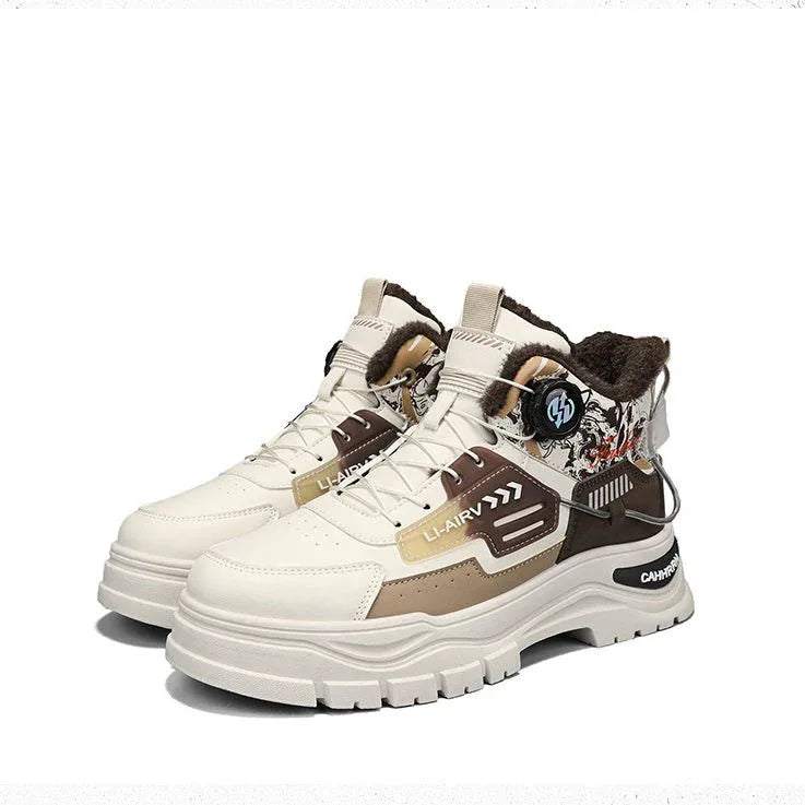 Martin boots men's autumn and winter velvet warm cotton shoes outdoor sports thick soled waterproof anti slip knight boots high top work boots - tif-shop24.de