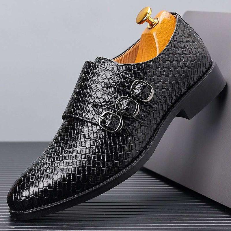 Men's three button buckle Mengke shoe cover, men's shoes, polished British style leather shoes, men's shoes - tif-shop24.de