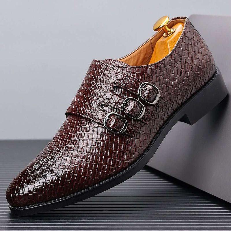 Men's three button buckle Mengke shoe cover, men's shoes, polished British style leather shoes, men's shoes - tif-shop24.de
