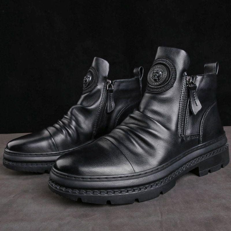 Men's versatile zipper shoes Korean version Martin boots 