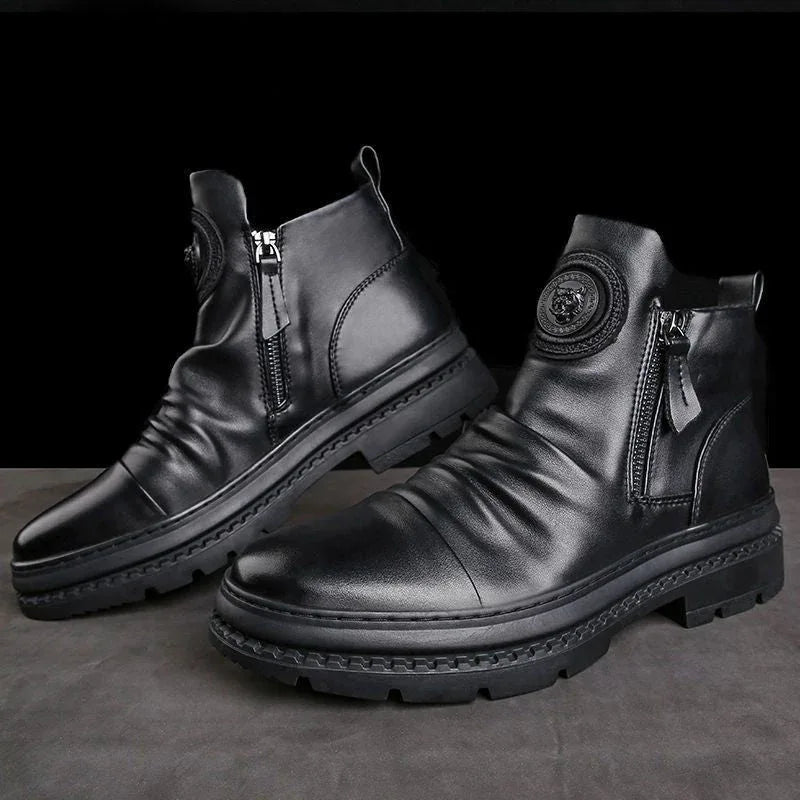 Men's versatile zipper shoes Korean version Martin boots 
