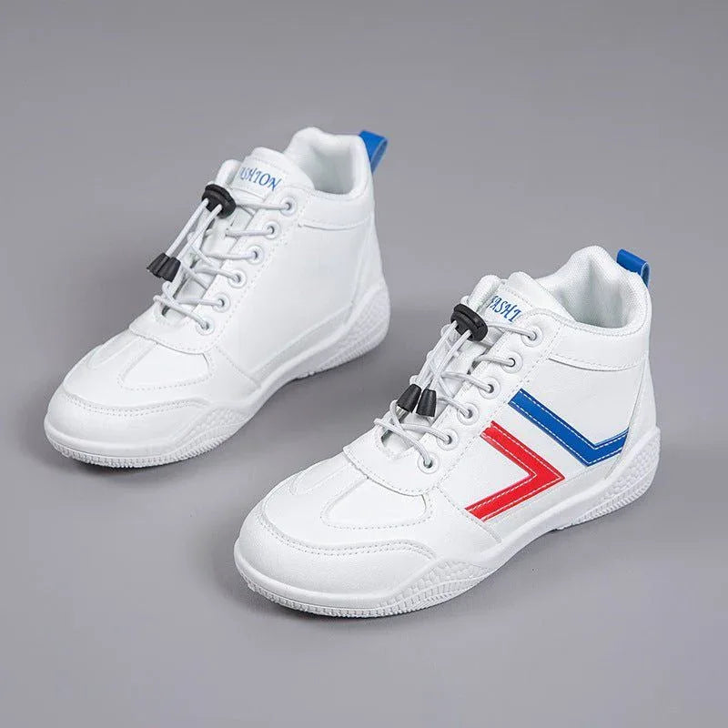 Mid top soft soled white shoes fashionable shoes 