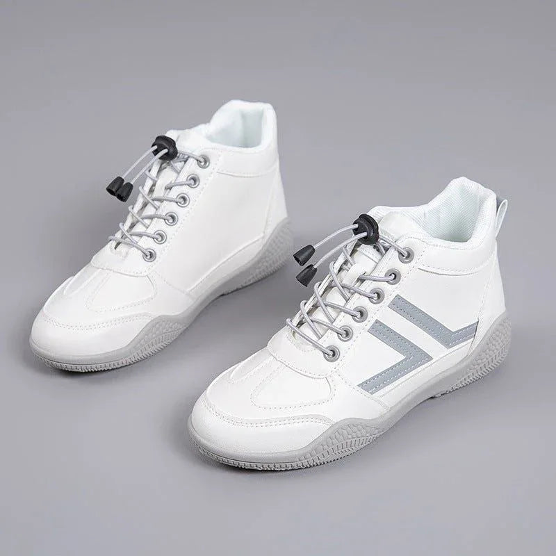 Mid top soft soled white shoes fashionable shoes 