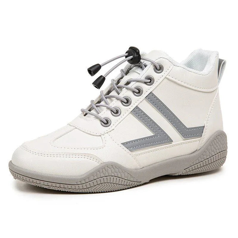 Mid top soft soled white shoes fashionable shoes 