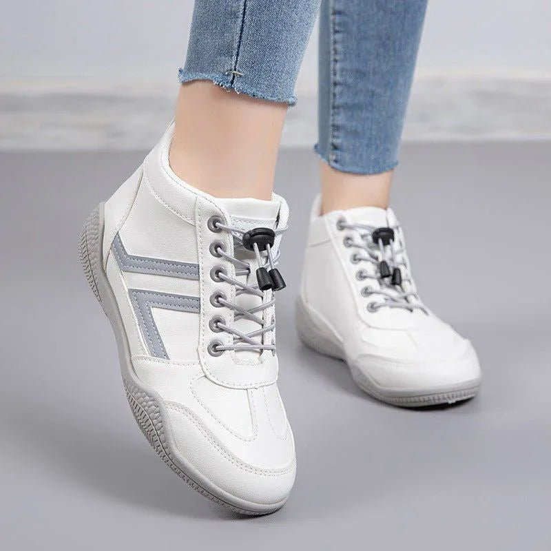 Mid top soft soled white shoes fashionable shoes 