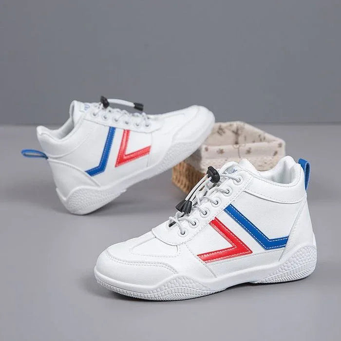 Mid top soft soled white shoes fashionable shoes 