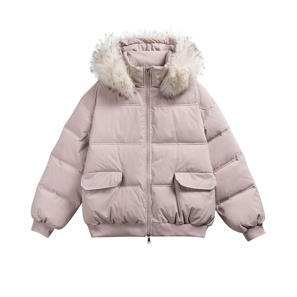 Parka Coat with Hood and Fur Collar Thickened Warm Winter Jacket for Men and Women - tif-shop24.de
