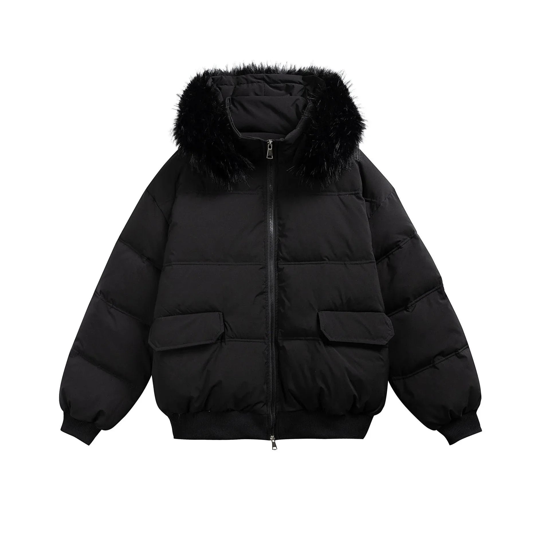 Parka Coat with Hood and Fur Collar Thickened Warm Winter Jacket for Men and Women - tif-shop24.de