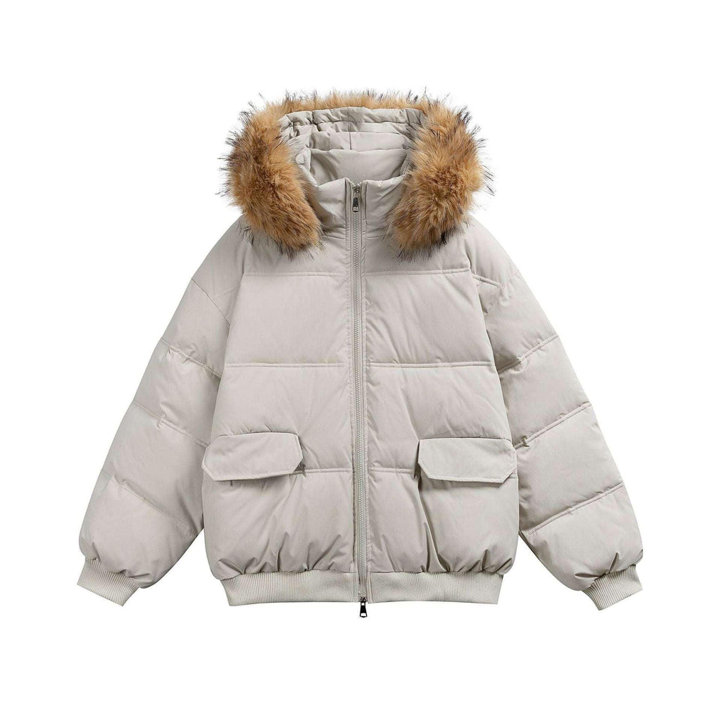 Parka Coat with Hood and Fur Collar Thickened Warm Winter Jacket for Men and Women - tif-shop24.de