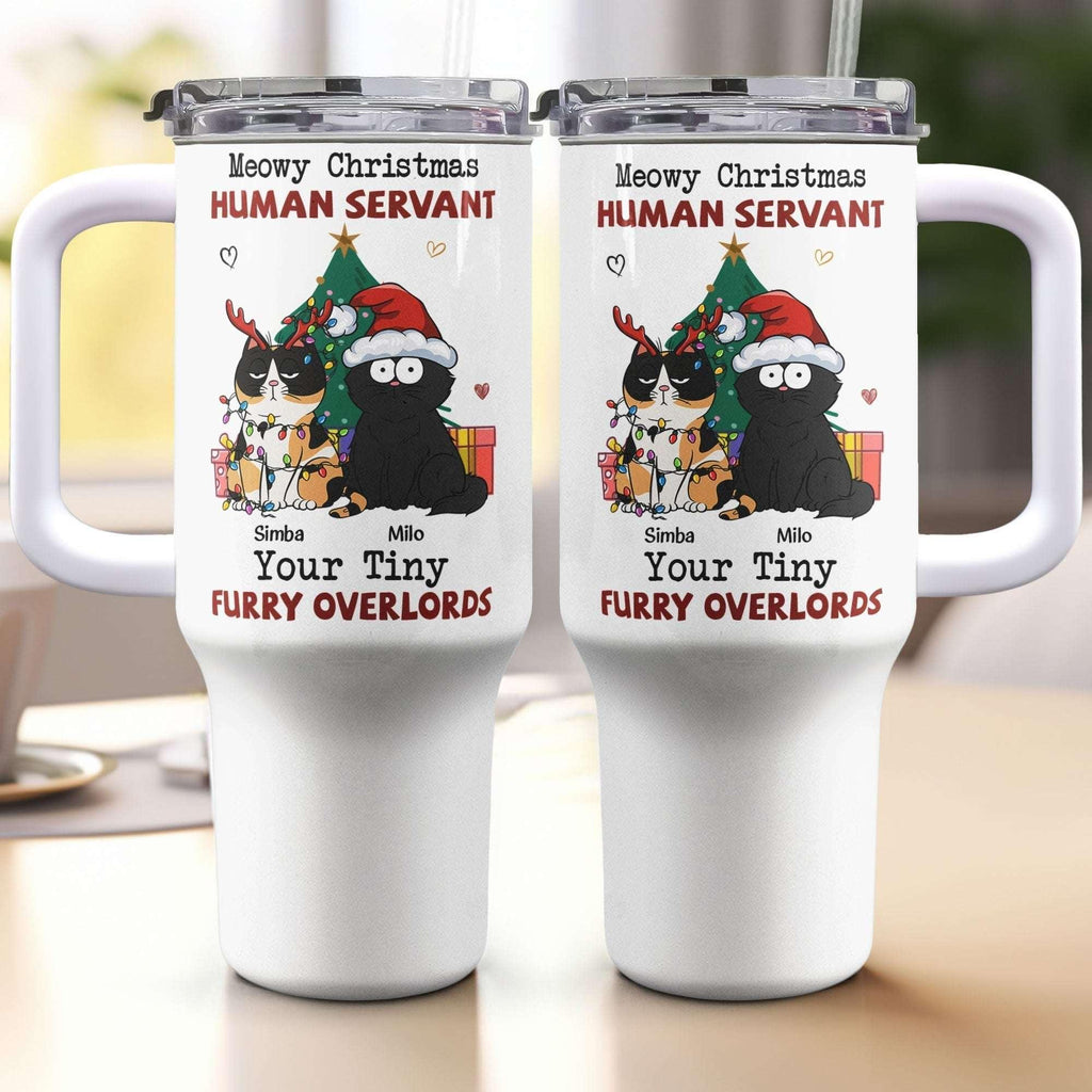 Personalized 40oz Tumbler With Straw- Meowy Christmas, Human Servant - tif-shop24.de