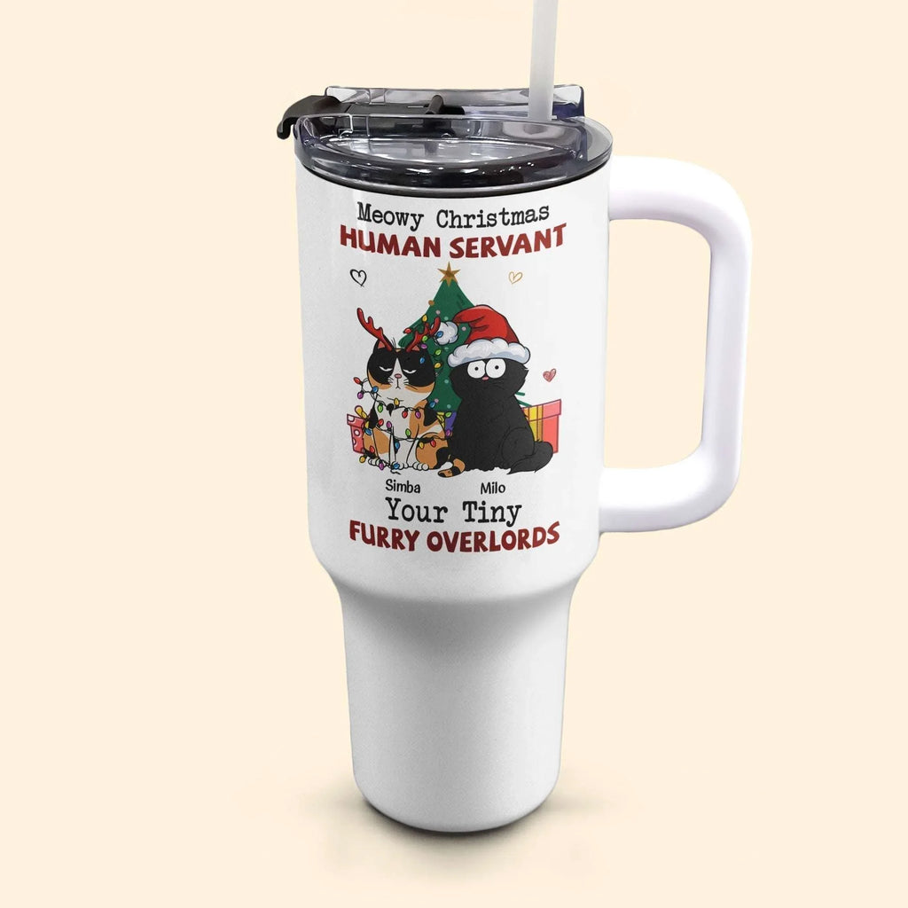Personalized 40oz Tumbler With Straw- Meowy Christmas, Human Servant - tif-shop24.de