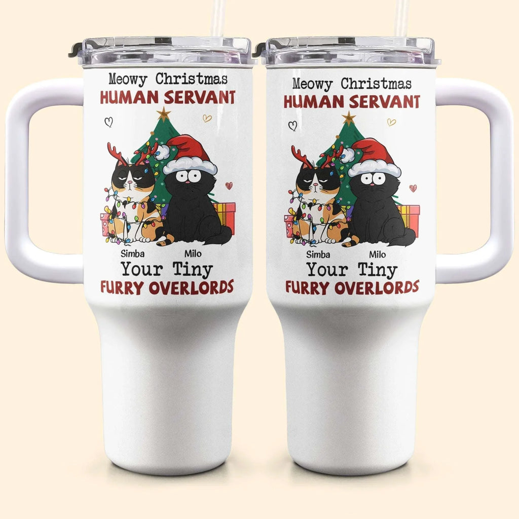 Personalized 40oz Tumbler With Straw- Meowy Christmas, Human Servant - tif-shop24.de