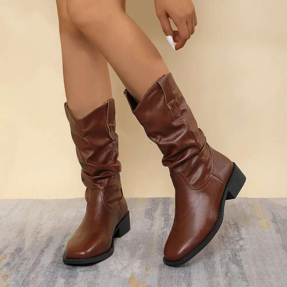Pleated Pull-On Western Cowboy Boots - tif-shop24.de