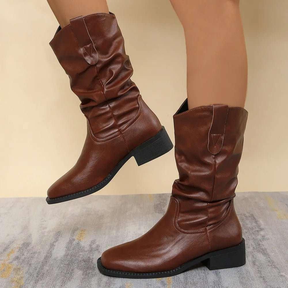 Pleated Pull-On Western Cowboy Boots - tif-shop24.de