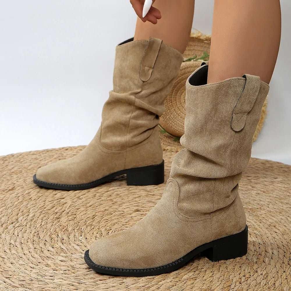 Pleated Pull-On Western Cowboy Boots - tif-shop24.de