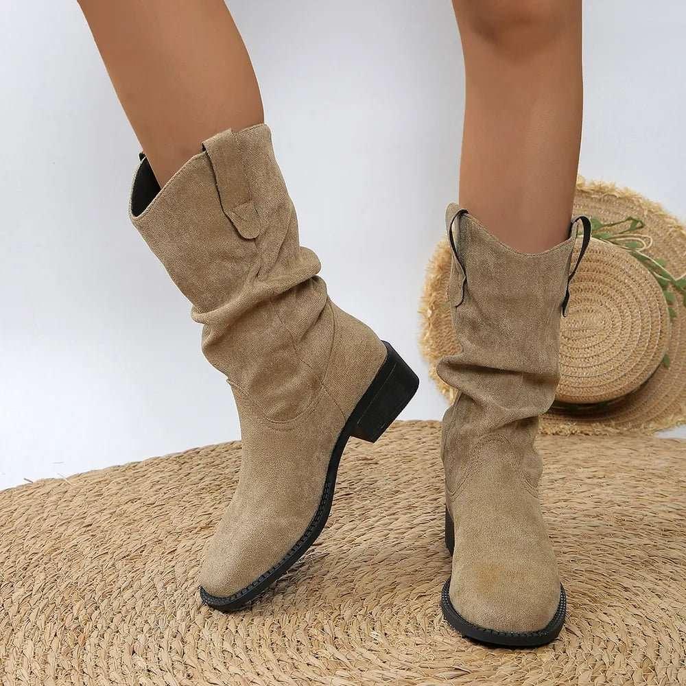 Pleated Pull-On Western Cowboy Boots - tif-shop24.de