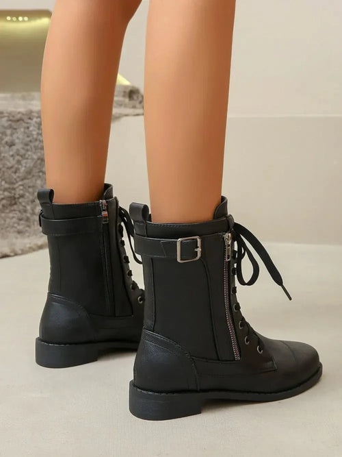 Damen Stiefel Round Toe Blockabsatz Komfortable Ankle Boots 