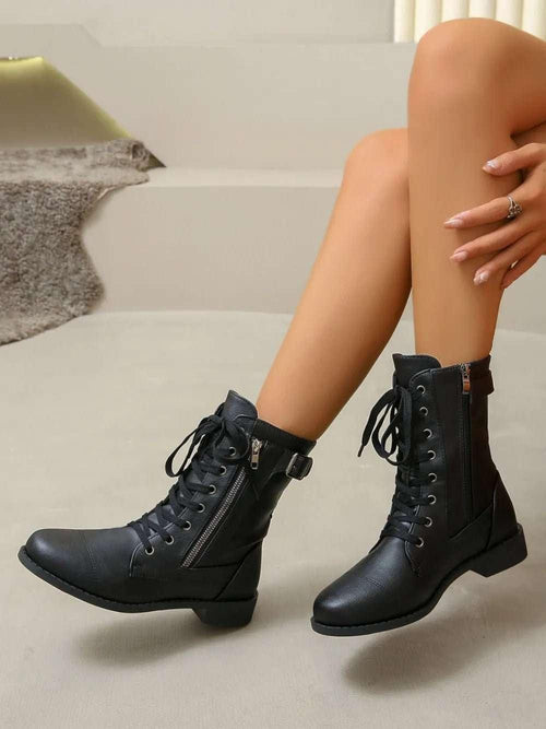 Damen Stiefel Round Toe Blockabsatz Komfortable Ankle Boots 