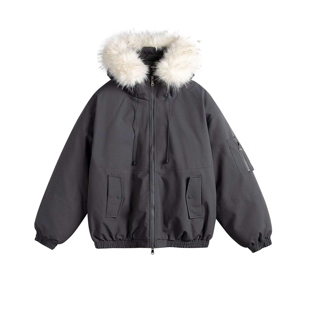 Removable Fur Collar Hooded Thickened Warm Parka Jacket - tif-shop24.de