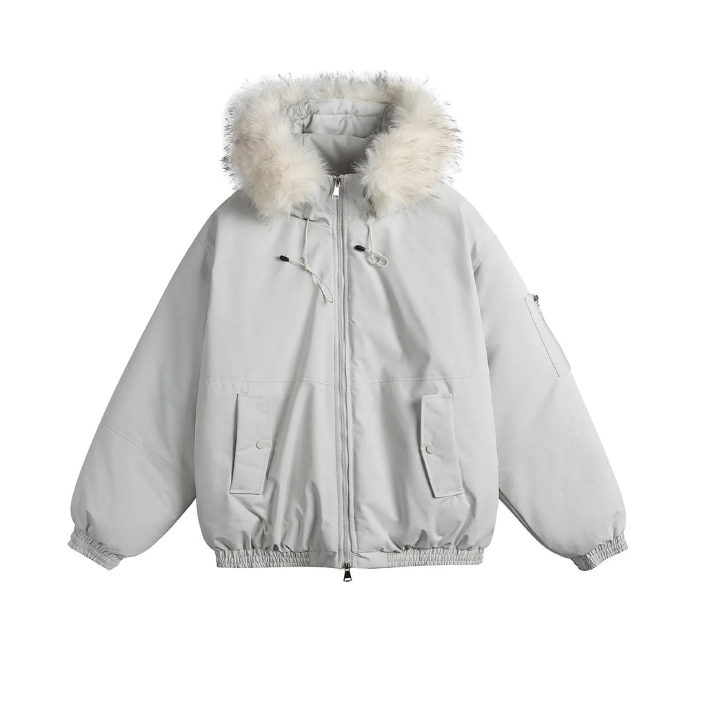 Removable Fur Collar Hooded Thickened Warm Parka Jacket - tif-shop24.de