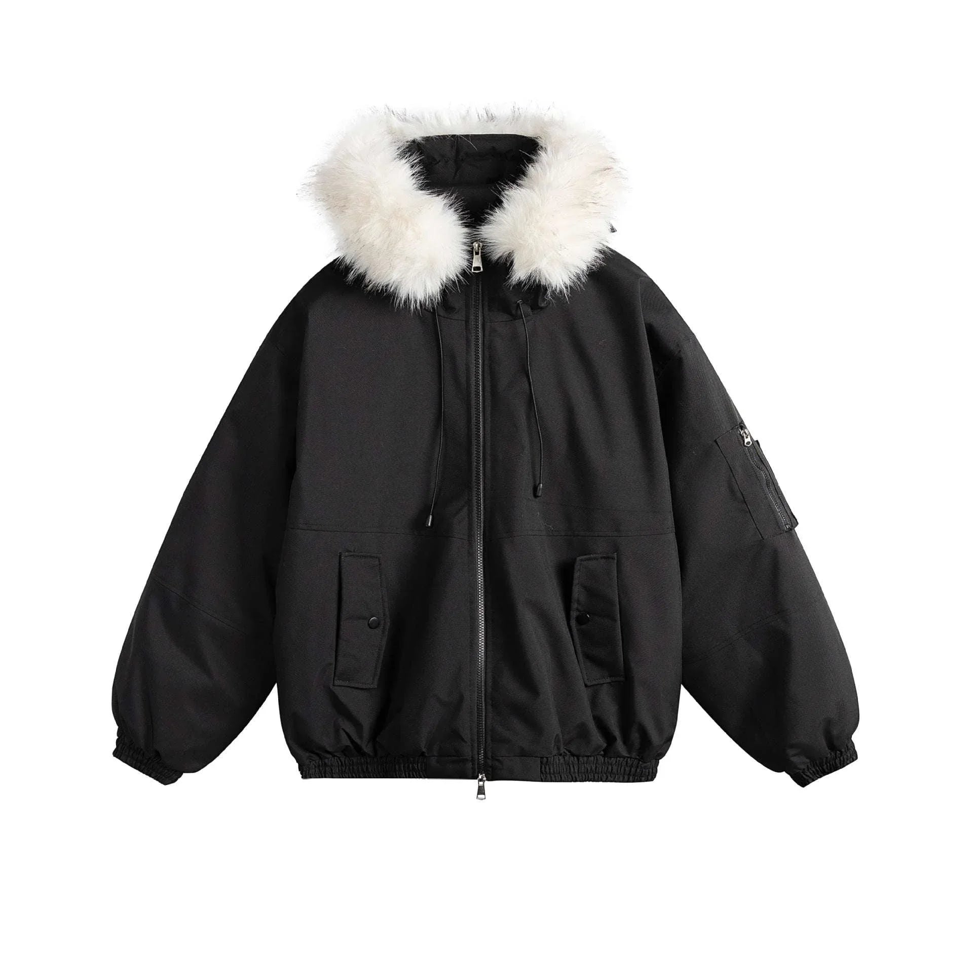 Removable Fur Collar Hooded Thickened Warm Parka Jacket - tif-shop24.de
