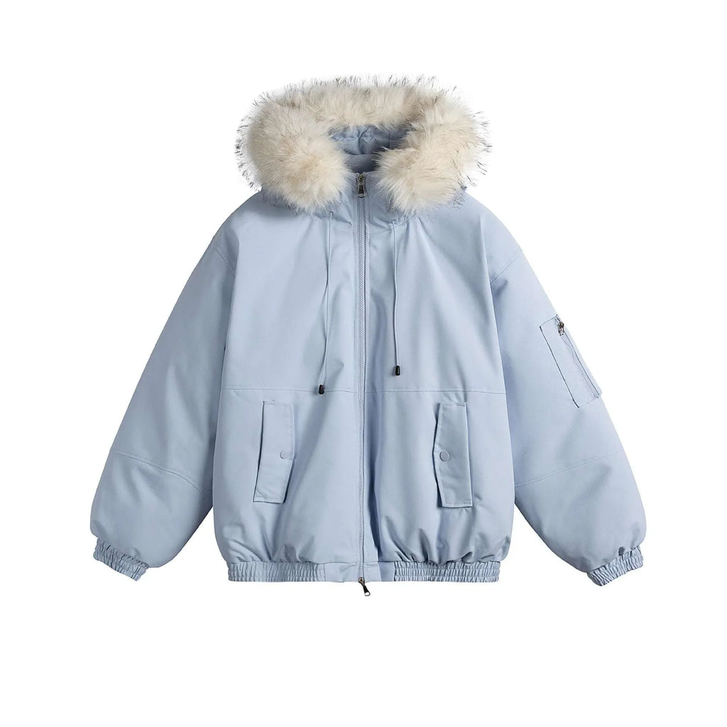 Removable Fur Collar Hooded Thickened Warm Parka Jacket - tif-shop24.de
