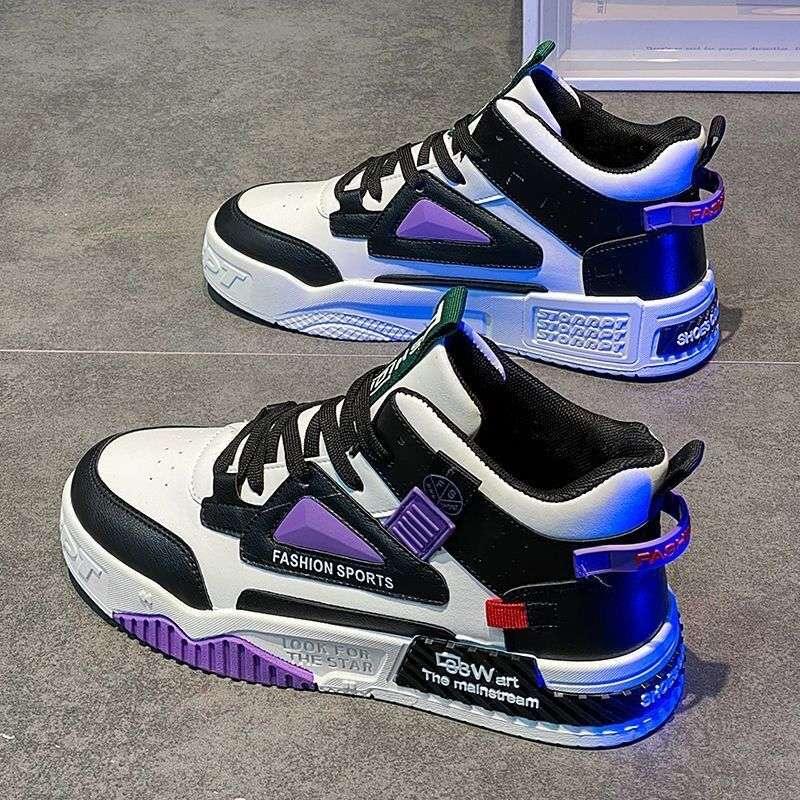 Spring men's new breathable high top shoes, men's trendy and versatile white shoes, thick soled sports shoes, casual board shoes - tif-shop24.de