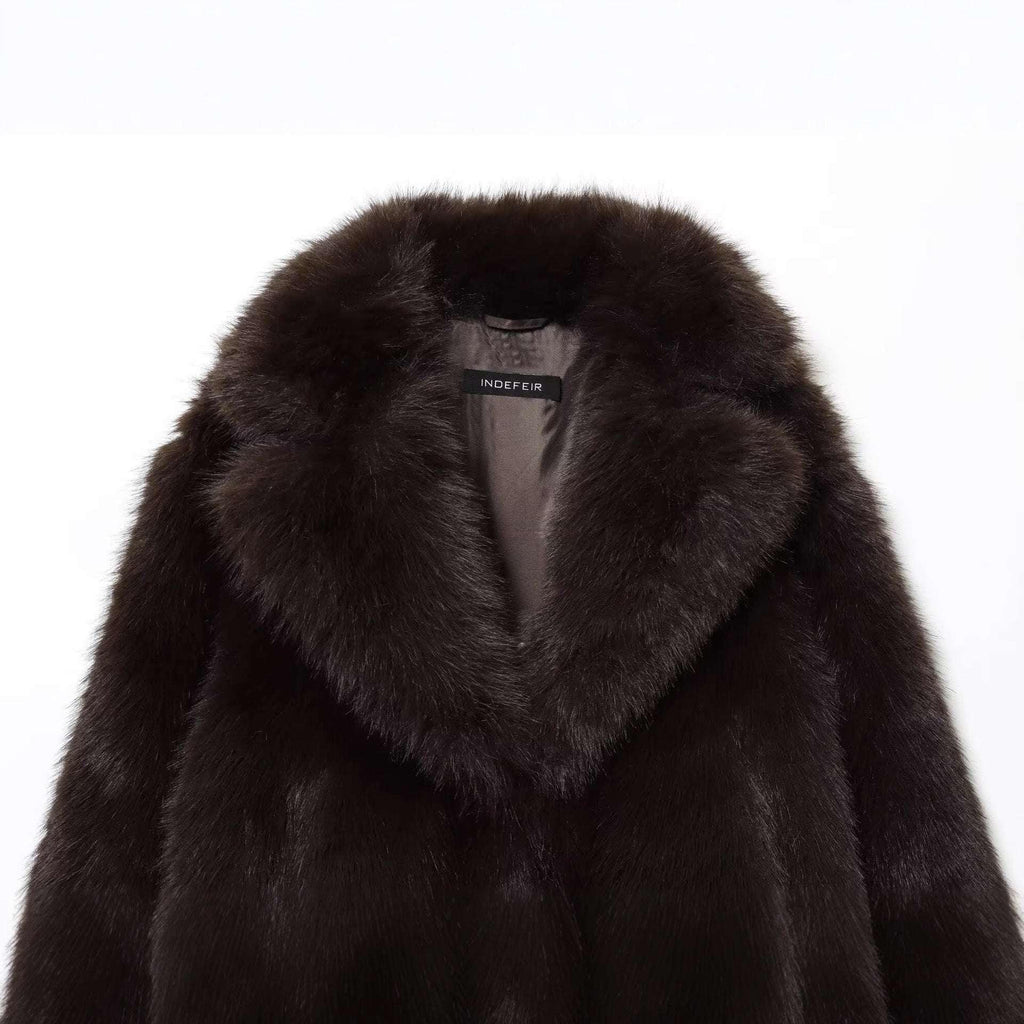 Temperament collar long sleeved faux fur effect jacket for women - tif-shop24.de