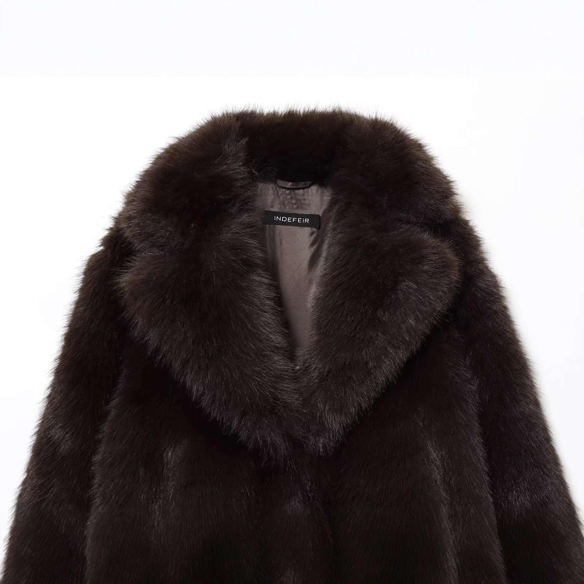 Temperament collar long sleeved faux fur effect jacket for women - tif-shop24.de